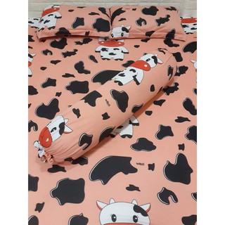 BỘ DRAP THUN HÀN QUỐC BÒ SỮA CUTE [ 4 MÓN : 1 GA TRẢI GIƯỜNG, 2 VỎ GỐI NẰM, 1 VỎ GỐI ÔM ].