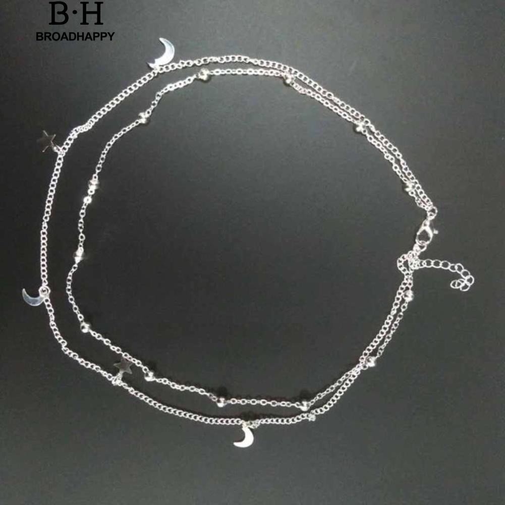 Dây chuyền nhiều lớp mặt hình trăng sao phong cách vintage