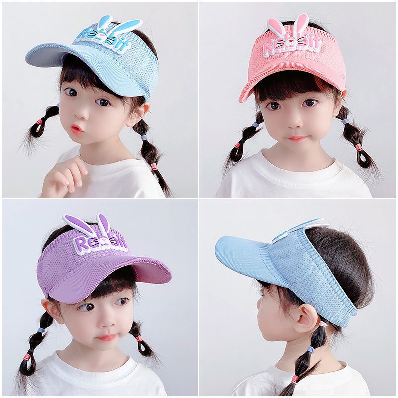 Mũ Lưỡi Trai Hở Đầu Che Nắng Chống Tia UV Họa Tiết Thỏ Hoạt Hình Thời Trang Mùa Hè Cho Bé