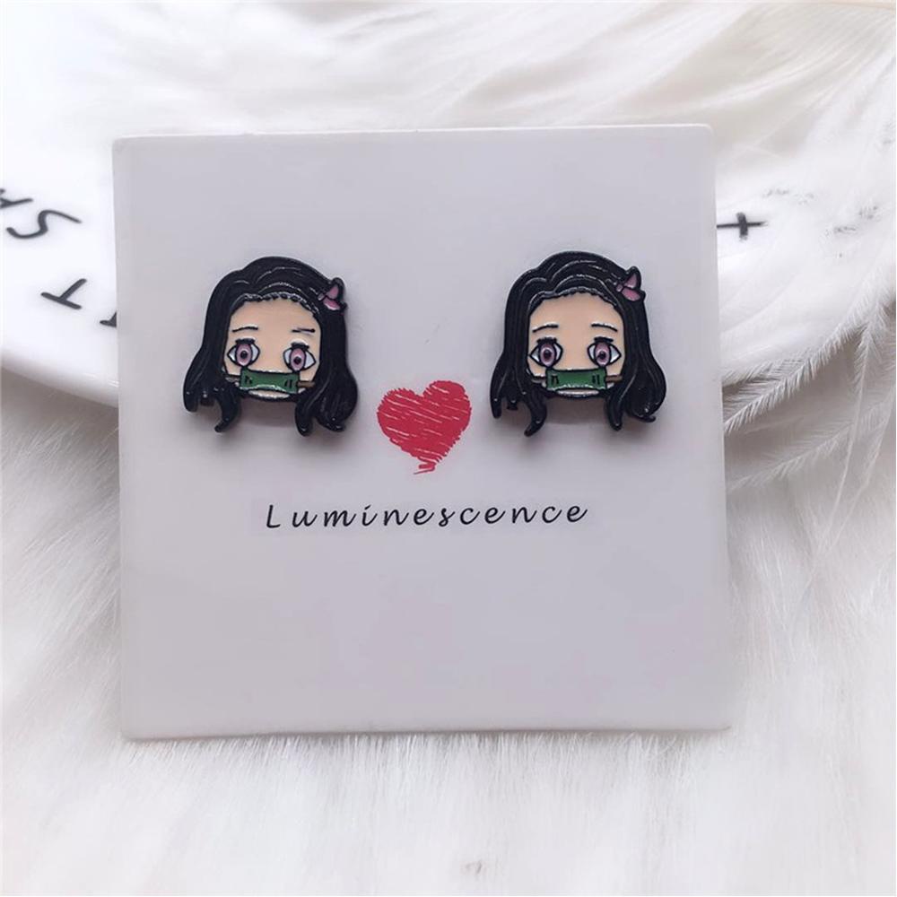 Bông Tai Dạng Kẹp Bằng Acrylic Họa Tiết Hoạt Hình Demon Slayer Kimetsu No Yaiba Kamado Tanjirou Nezuko 2life