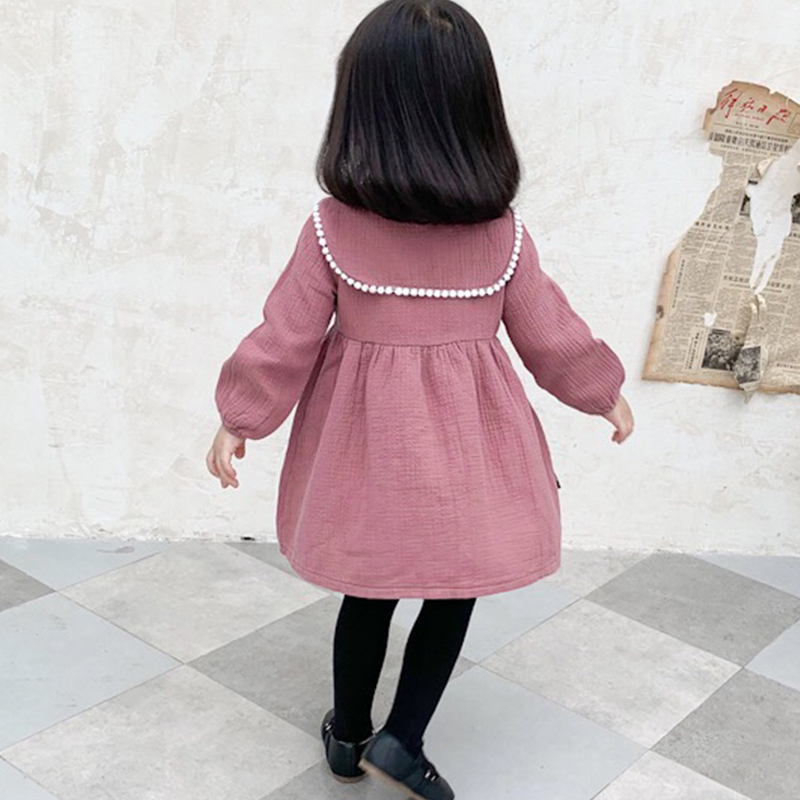 Đầm Tay Dài Chất Cotton Thiết Kế Đáng Yêu Cho Bé Gái