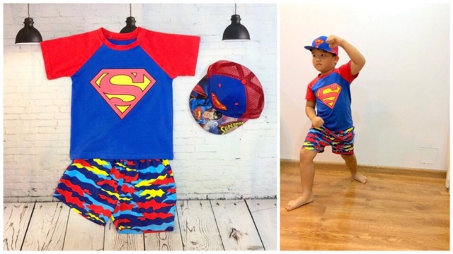 TẶNG NÓN - BỘ QUẦN ÁO THUN COTTON CHO BÉ TRAI SIÊU NHÂN BATMAN NGƯỜI NHỆN GIÁ SỐC