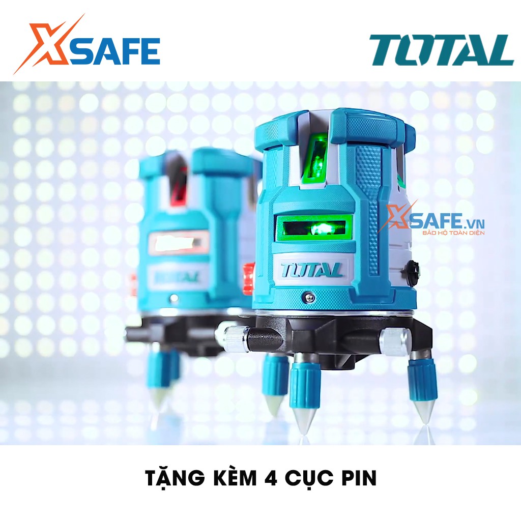 Máy đo mức cân bằng tia lade (tia xanh) TOTAL TLL305205 Phạm vi làm việc 0 ~ 20 m, thước ke góc 1 tia ngang, 4 tia dọc