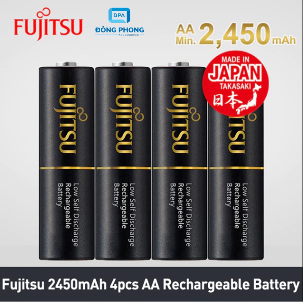 [Mã 159ELSALE hoàn 7% đơn 300K] Bộ Sạc Nhanh Fujitsu FCT344 Kèm 4 Viên Pin AA 2450mAh Chính Hãng