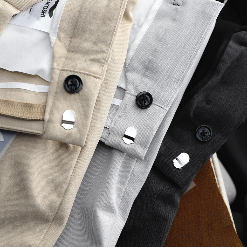 Quần tây nam lưng thun slimfit Satoshi SAQT20 vải cotton, phong cách trẻ trung, chống nhăn màu ghi/ be/ xám đậ