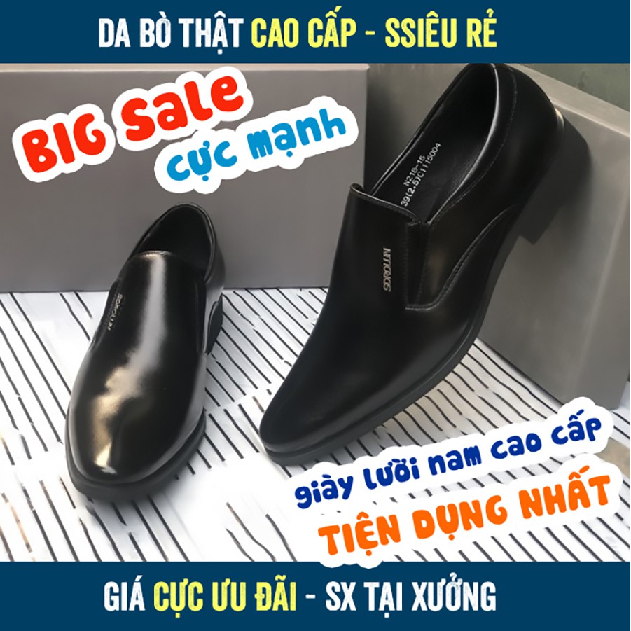 Giày tây nam đẹp kiểu dáng công sở chính hãng Fu Khang màu đen GL250N