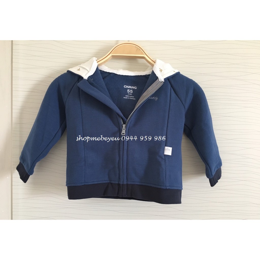 Áo khoác nỉ lót cotton màu hạt dẻ xanh navy cho bé gái bé trai