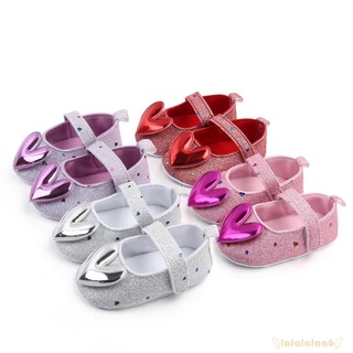 Giày búp bê da đế mềm đính sequin lấp lánh hình trái tim màu hồng/ tím/ đỏ/ bạc LA6 cho bé gái