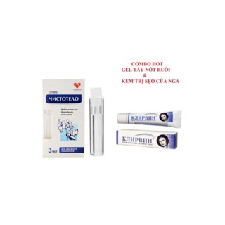 Combo gel tẩy nốt ruồi và kem klirvin nội địa nga