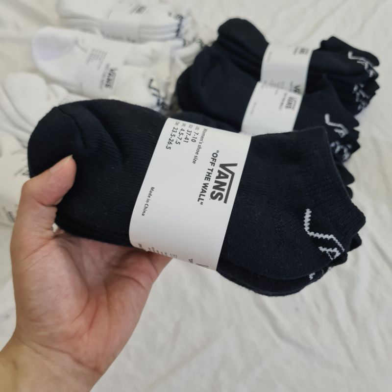 g] Pack 4 đôi tất thể thao Vans cổ ngắn White/Black CA30516
