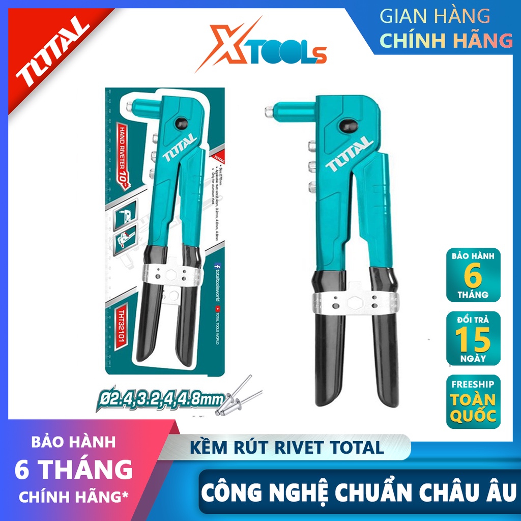 Kềm rút rivet TOTAL THT32101 kìm rút rivet Chiều dài 260mm(10&quot; ) chịu nhiệt, chịu lực mạ lớp chống oxy hóa, chống rỉ khó