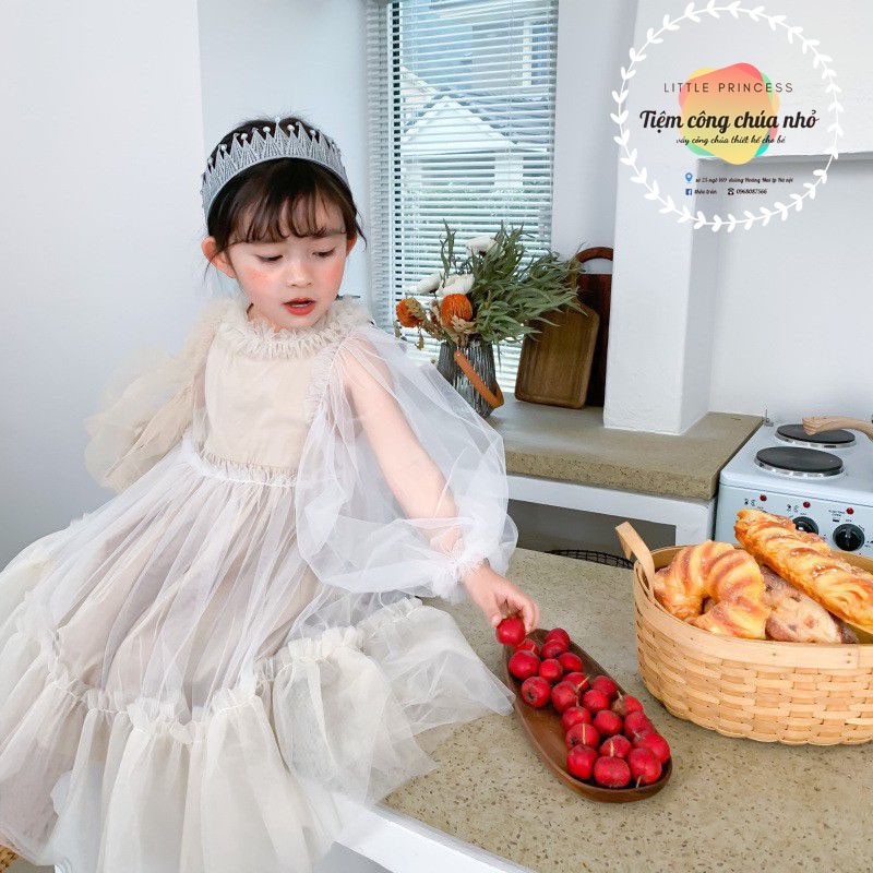 Đầm Công Chúa Tay Dài Trong Suốt Kèm Quà Tặng Cho bé gái Từ 0- 14t 🍎TIỆM CÔNG CHÚA NHỎ🍎