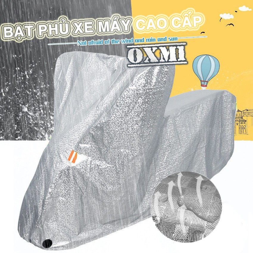 Bạt phủ xe máy chất lượng tốt, chống mưa nắng, bụi bẩn, vải dù pha nilon chống thấm tuyệt đối, áo trùm cả xe dvg