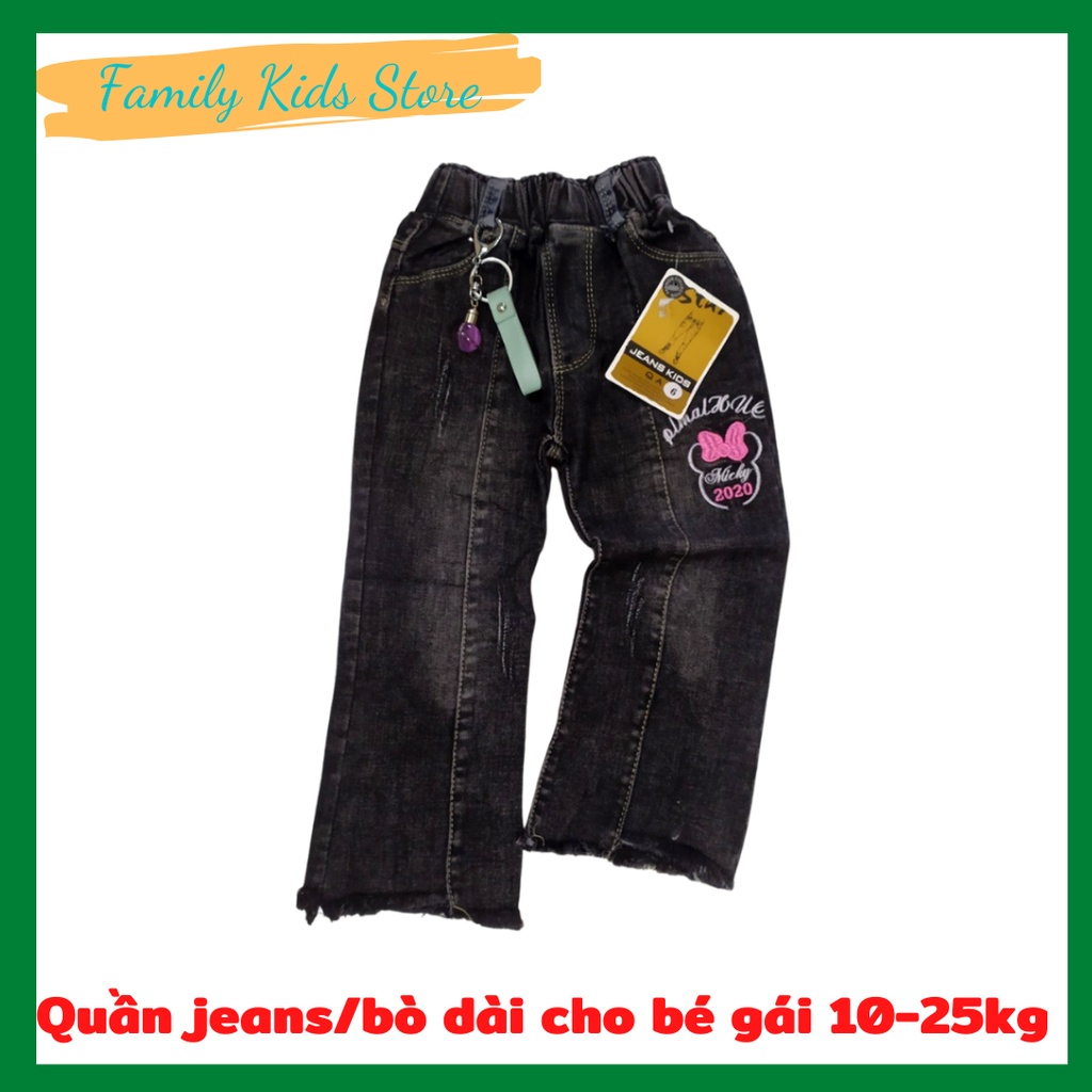 Quần jeans dài ống loe cho bé gái 12-30kg -chất dày dặn, co giãn, mịn đẹp