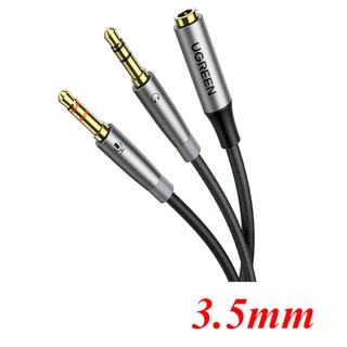 Cáp chuyển âm thanh 3.5mm âm sang jack mic + loa dương ugreen 50255 dài 20cm màu đen av193 hàng chính hãng