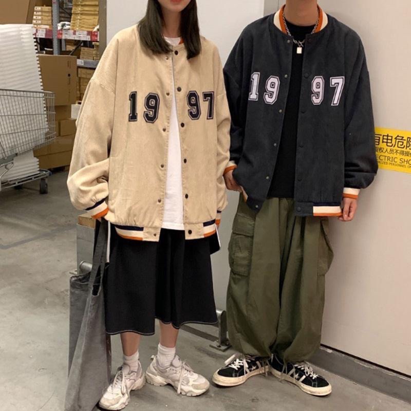 Áo khoác bomber varsity jacket len tăm nam nữ phong cách 1997 kiểu cổ điển