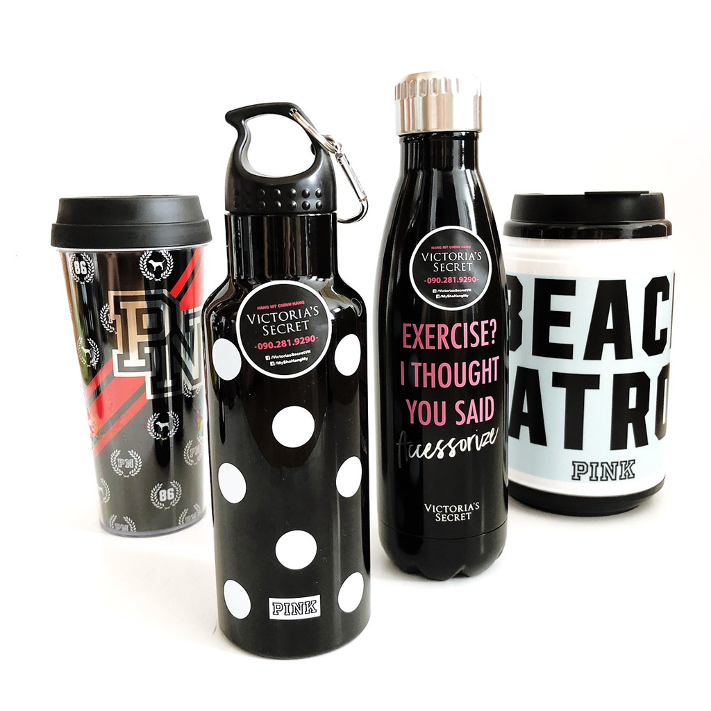 Bình nước tập gym, thể thao, bình giữ nhiệt, ly nước siêu đẹp Victoria's Secret - Thermo Flask - Hàng nhập USA