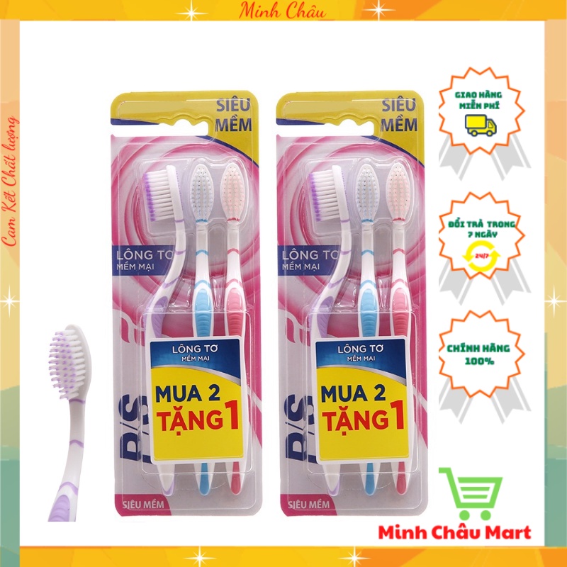 Bàn Chải Đánh Răng P/S Vỉ 3 Chiếc Lông Tơ Mềm Mại