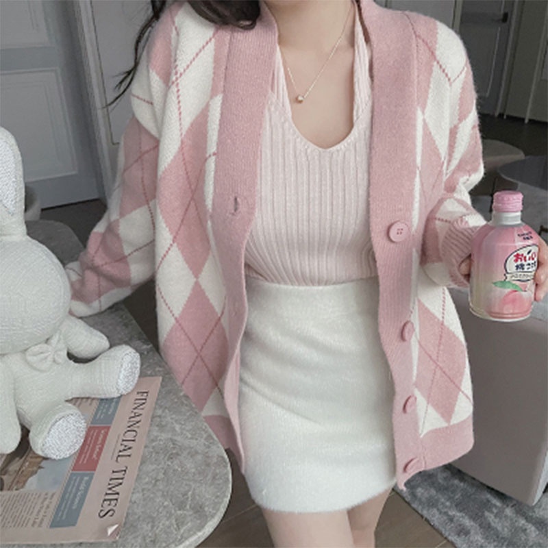 Áo Khoác Cardigan Len Dày Dài Ngang Gối Đính Đá Phong Cách Retro Hàn Quốc
