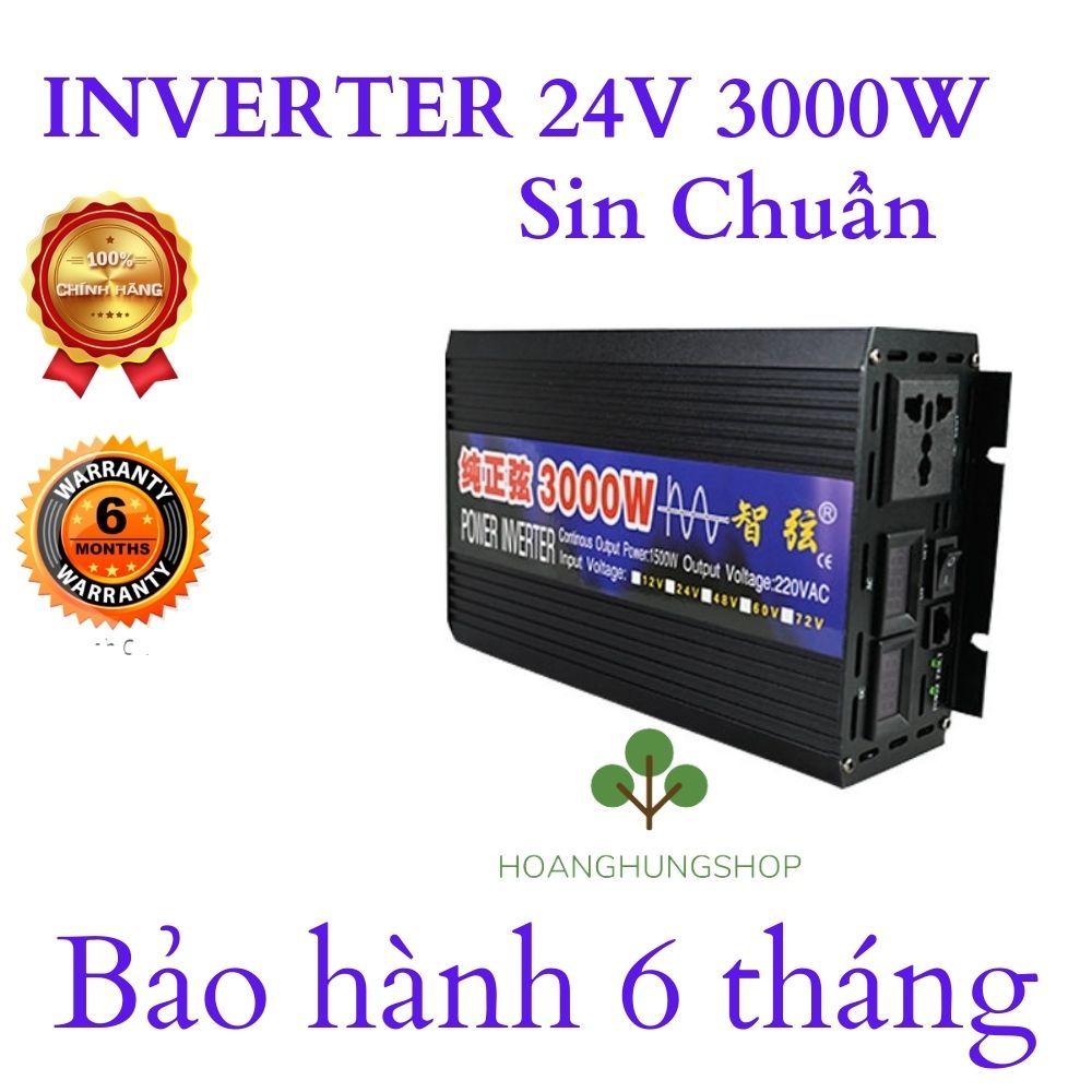 INVERTER ĐỔI ĐIỆN 24V - 220V SINE CHUẨN - Đổi nguồn DC 24V lên 220V công suất 3000W sin chuẩn.