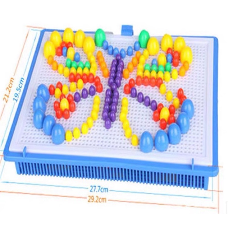 Đồ chơi xếp hình 296 chi tiết hạt nấm nhựa cho bé thỏa sức sáng tạo - có giấy hướng dẫn cách chơi