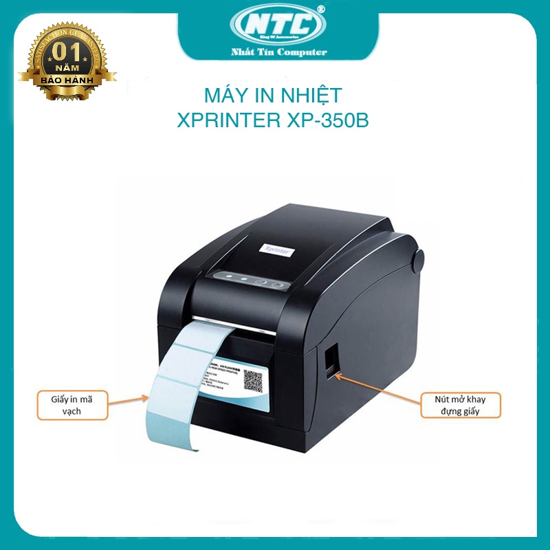 Máy in nhiệt Xprinter XP-350B chuyên in decal, in tem nhãn, in bill, in đơn hàng, in nhiệt không cần mực (đen)