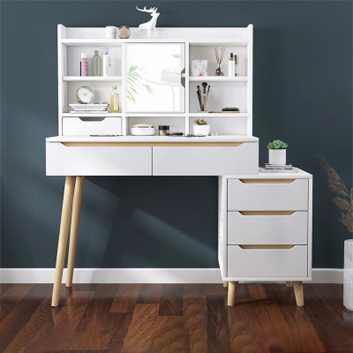 Bàn trang điểm có gương kèm tủ để đồ mỹ phẩm decor phòng ngủ - Bàn phấn đẹp bằng gỗ thông minh thiết kế hiện đại