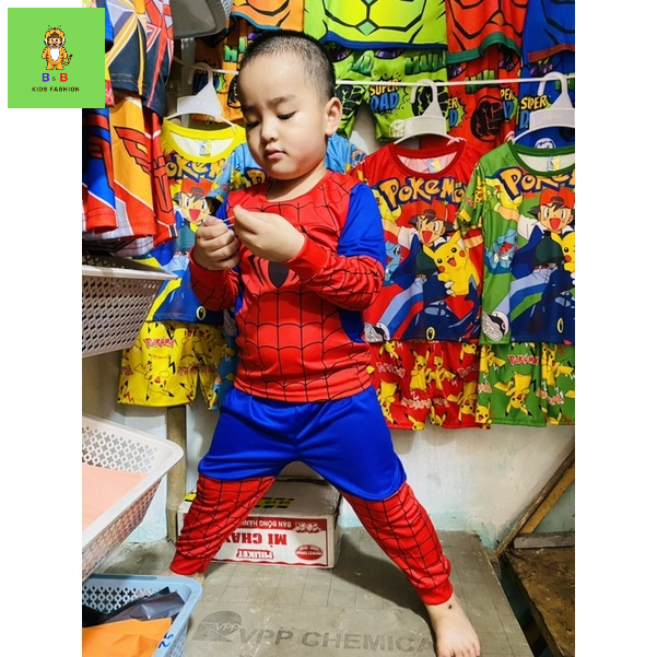 Quần áo siêu nhân nhện không kèm mặt nạ cho bé, quần áo tay dài ngủ cho bé