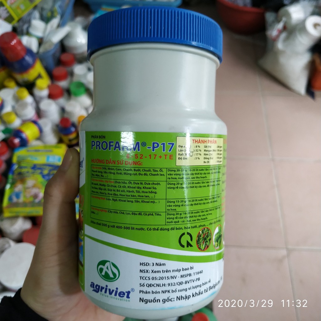 Phân bón nhập khẩu Profarm -P17 ra rễ cực mạnh lọ 500g