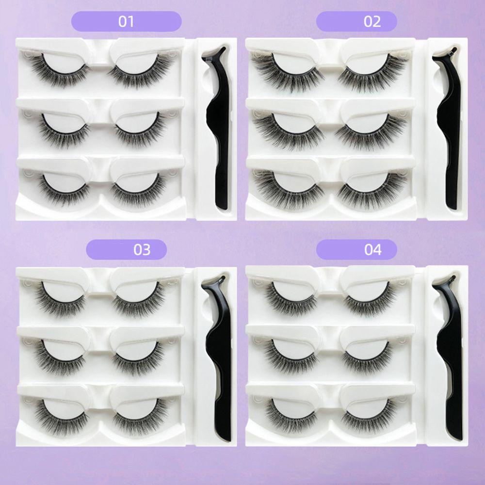 Cặp Lông Mi Giả Mềm Mại Tạo Hiệu Ứng 3D Tự Nhiên Kèm Nhíp Tiện Lợi Dành Cho Trang Điểm