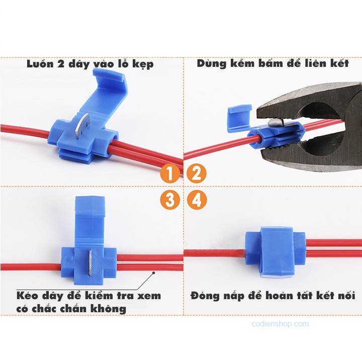 Cút nối dây điện nhanh chữ T 0.75 - 2.5 mm2 - Nhựa PP cao cấp, cách điện, cách nhiệt cực tốt