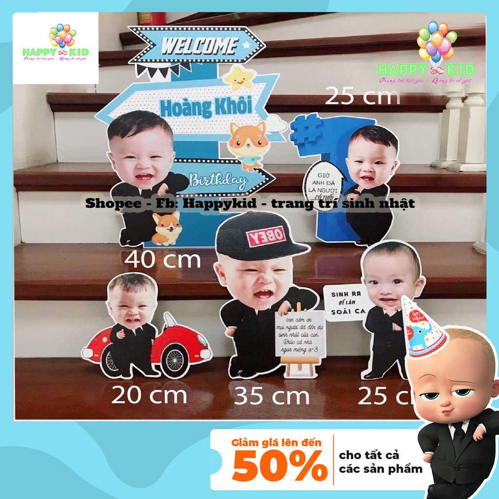 Hình Chibi Sinh Nhật, Đầy Tháng Thiết Kế Theo Yêu Cầu Cho Bé Trai, Bé Gái