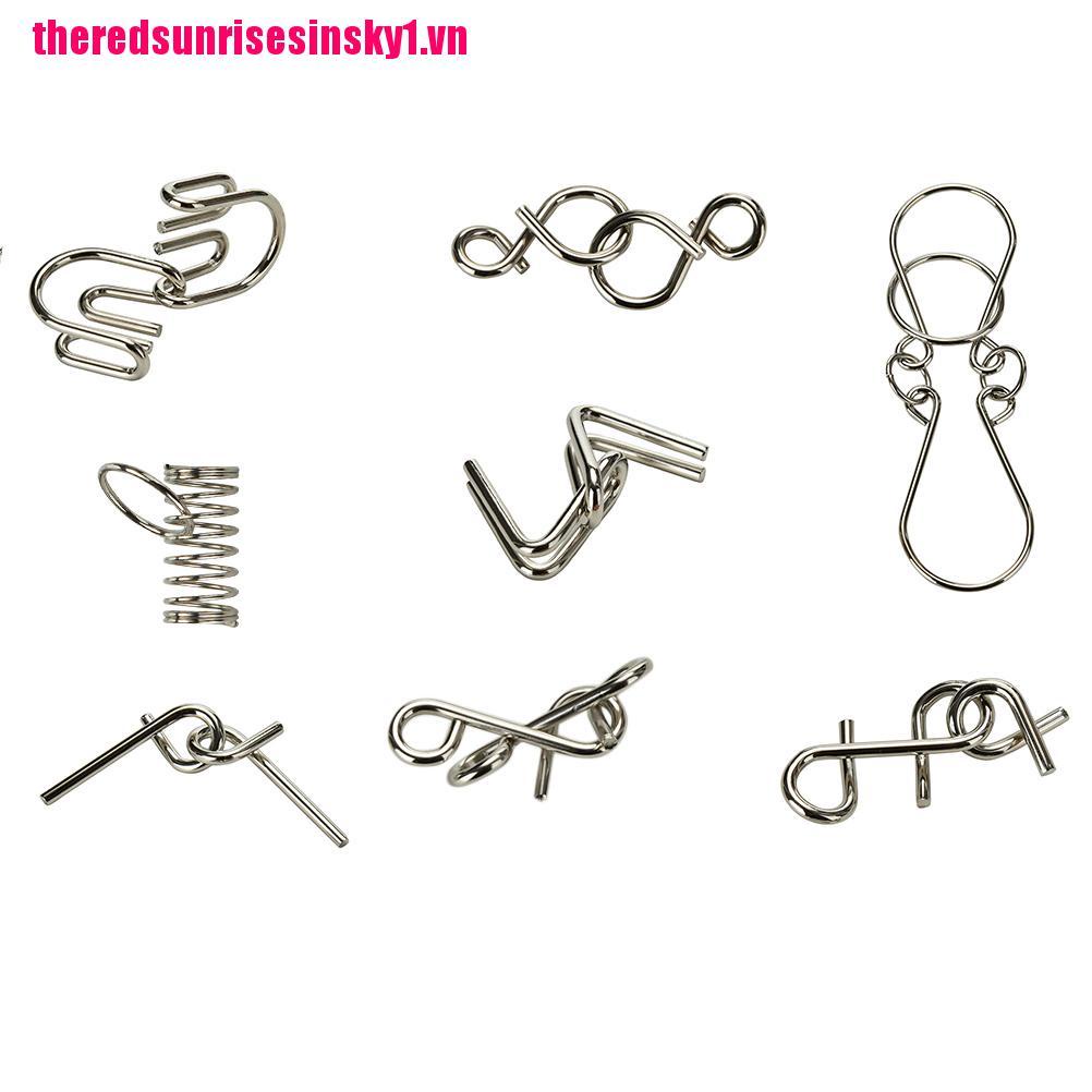 Bộ 8 món đồ chơi vòng mở khóa trí tuệ bằng kim loại cho người lớn và trẻ em