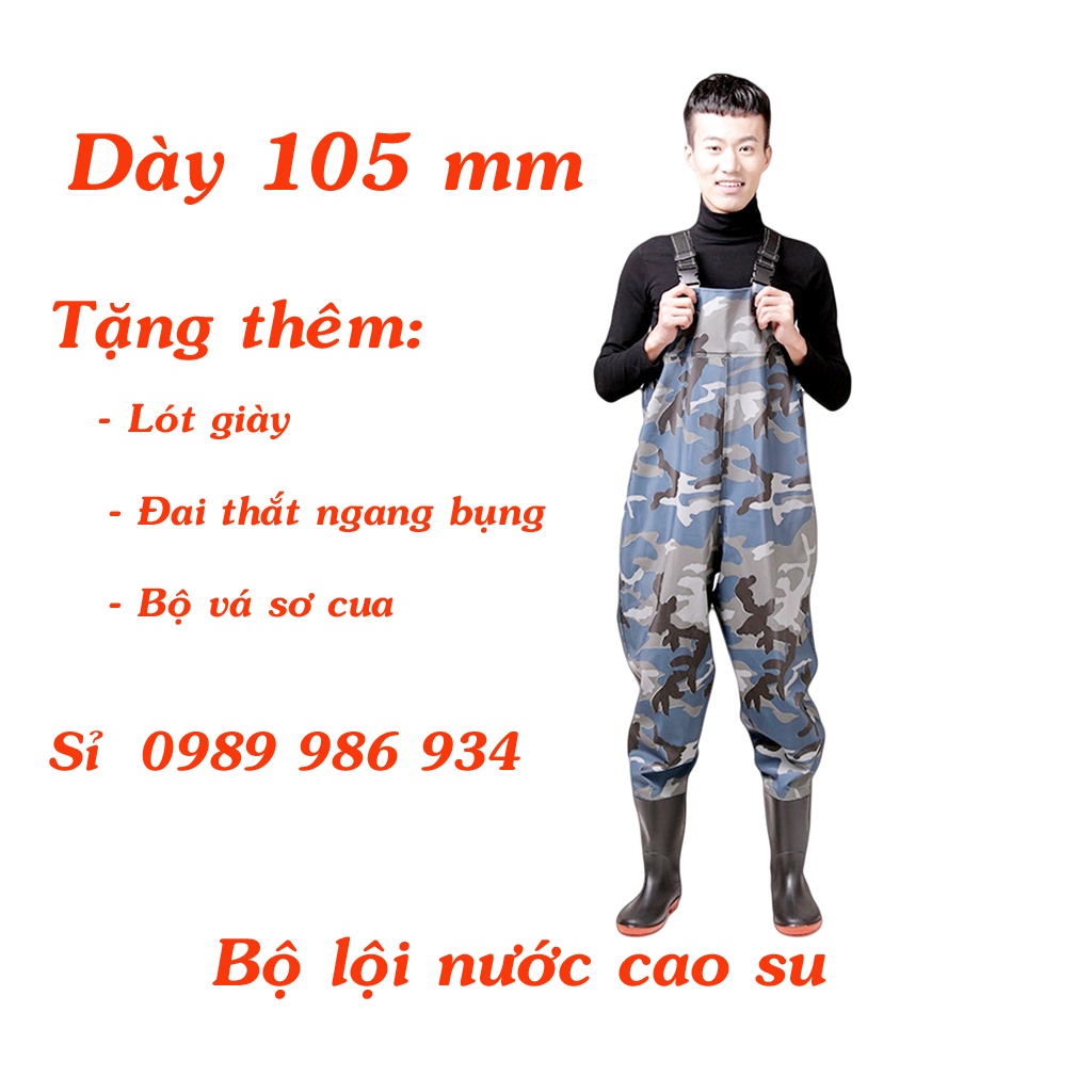 Bộ yếm lội nước cao cấp chất liệu cao su công nghiệp và vải lót trong, dày 1,05mm Size 28 -43