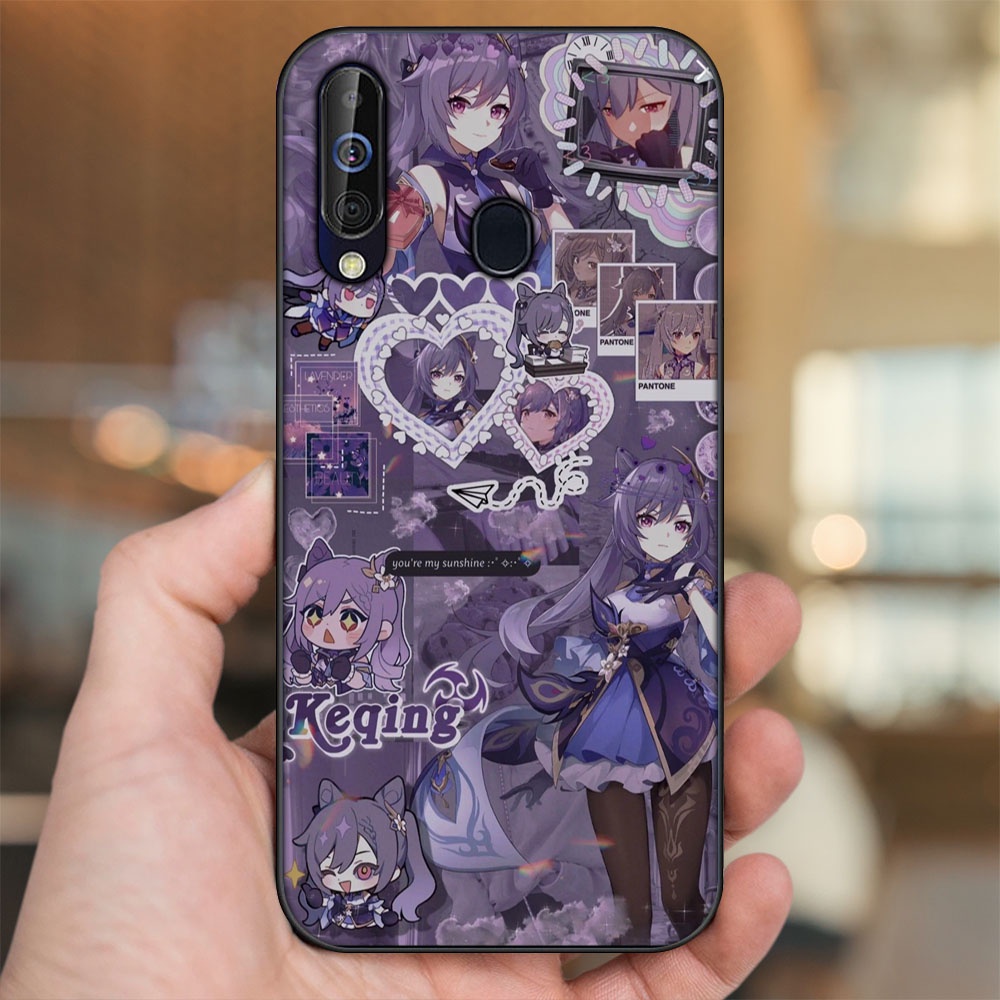 Ốp lưng Samsung A8s, A60, M30 viền đen in hình Keqing Genshin Impact