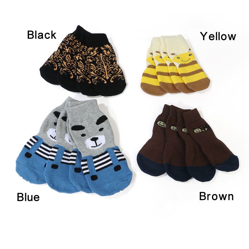 Bộ 4 Đôi Vớ Cotton Mềm Giữ Ấm Chống Trượt Cho Cún Cưng Cỡ Lớn 27 Cái