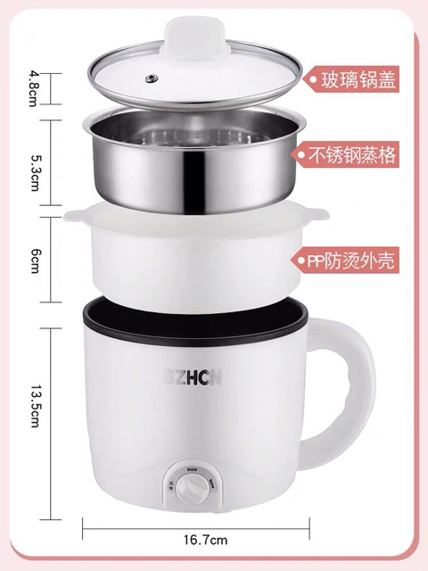 Nồi lẩu mini, Nấu mì 2 tầng kèm hấp đa năng