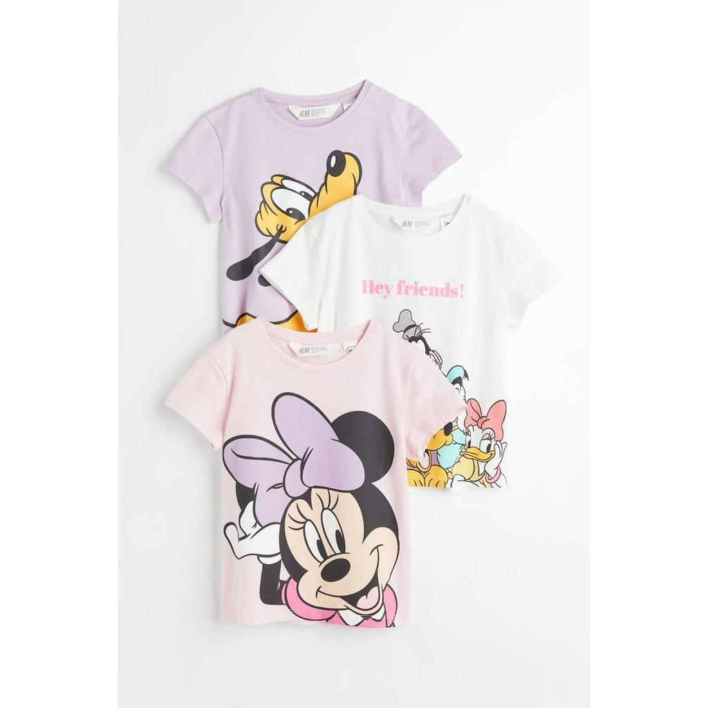 Set 3 áo phông bé gái dâu tây Minnie Mickey 0922915013 HM H&M_hàng chính hãng authentic