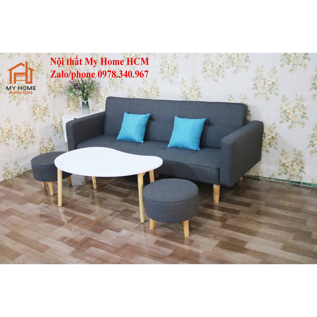 Ghế sofa bed màu xám lông chuột vải bố