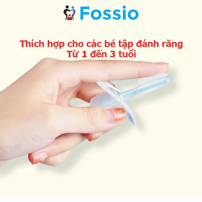 Bàn chải silicon cho bé tập đánh răng, chất liệu mềm mại có hộp kèm theo cho bé từ 1 - 3 tuổi FOSSIO E60