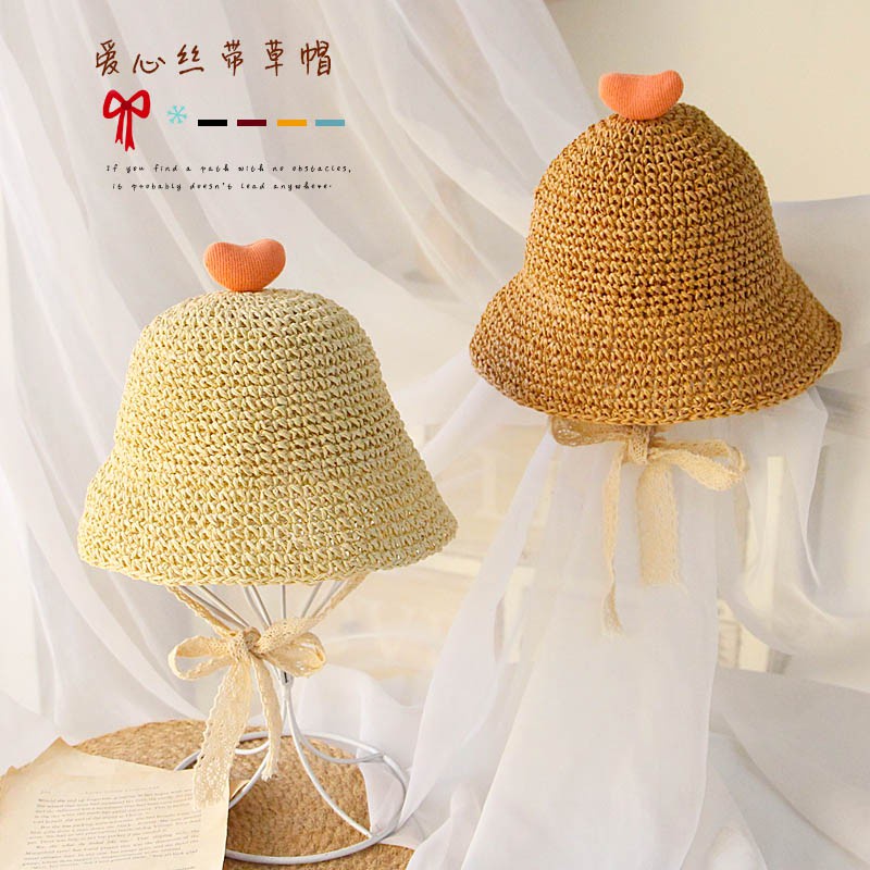 Nón cối rộng vành có dây buộc thời trang đi biển cho bé gái