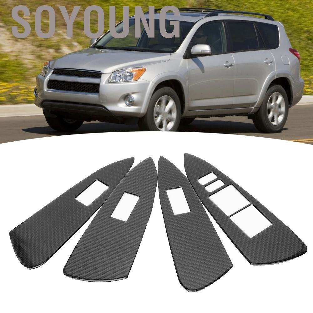 Set 4 Khung Bảo Vệ Công Tắc Cửa Sổ Xe Ô Tô Toyota Rav4