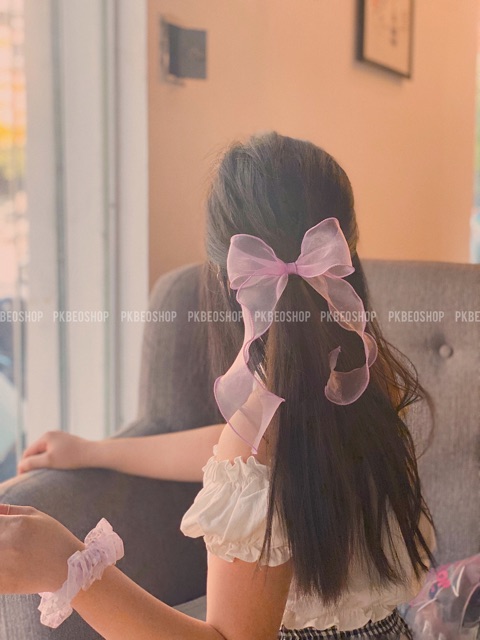 Scrunchies , dây buộc tóc nơ phong cách Hàn Quốc