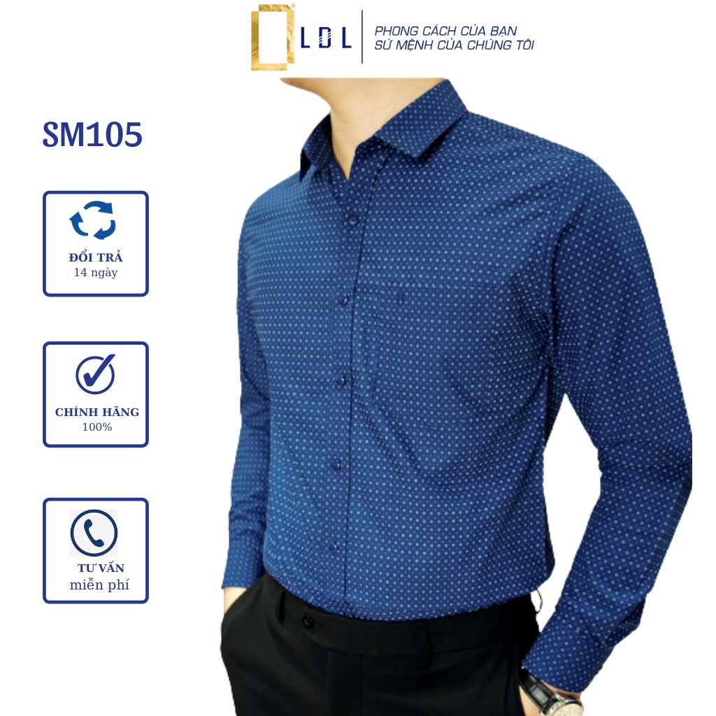 Áo sơ mi nam dài tay LDL, sơ mi công sở cao cấp họa tiết chấm bi kiểu dáng trẻ trung hiện đại | BigBuy360 - bigbuy360.vn
