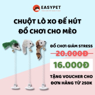 Đồ Chơi Hình Chuột Gắn Lò Xo Phối Lông Vũ Vui Nhộn Dành Cho Mèo, Đồ Chơi Thú Cưng - EASYPET