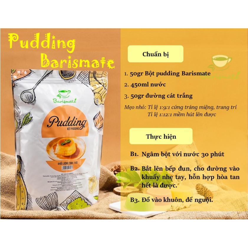 Bột Pudding Dưa Lưới Barismate túi 1kg