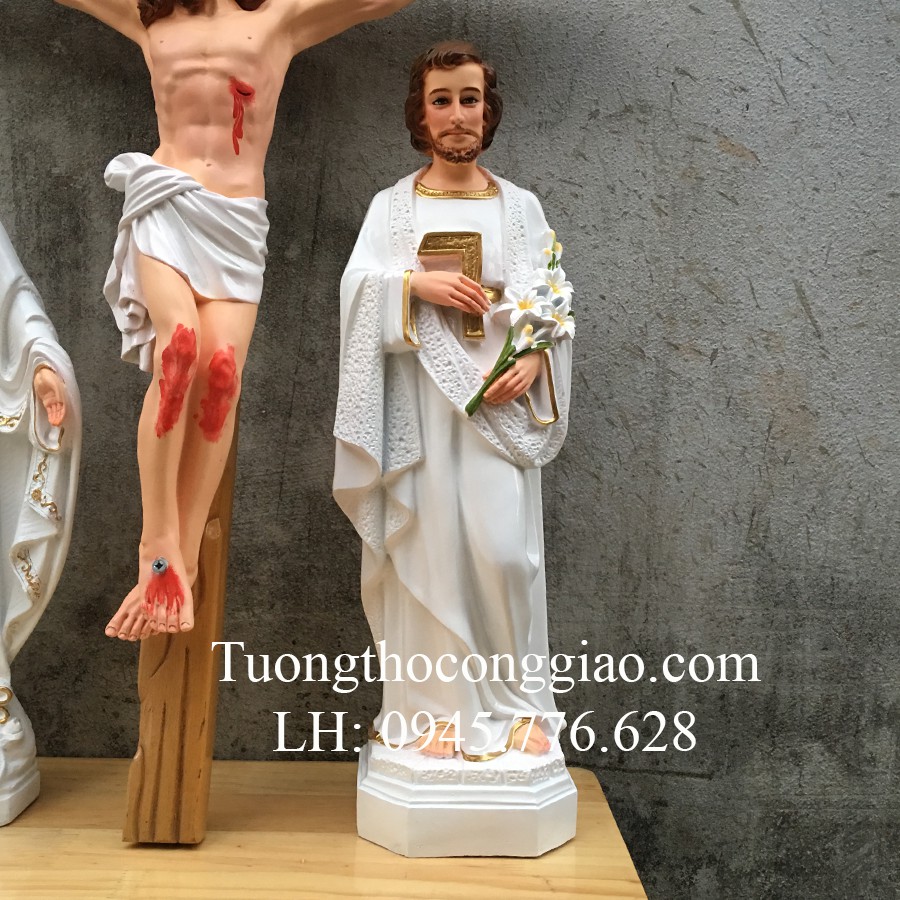 Bộ tượng Bàn Thờ Công Giáo 50cm (thánh giá gỗ thông)