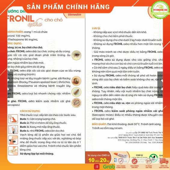 Nhỏ Gáy Fronil EXTRA diệt ve  diệt ve bọ chét cho chó Fronil Extra cao cấp chính hãng Vemedim