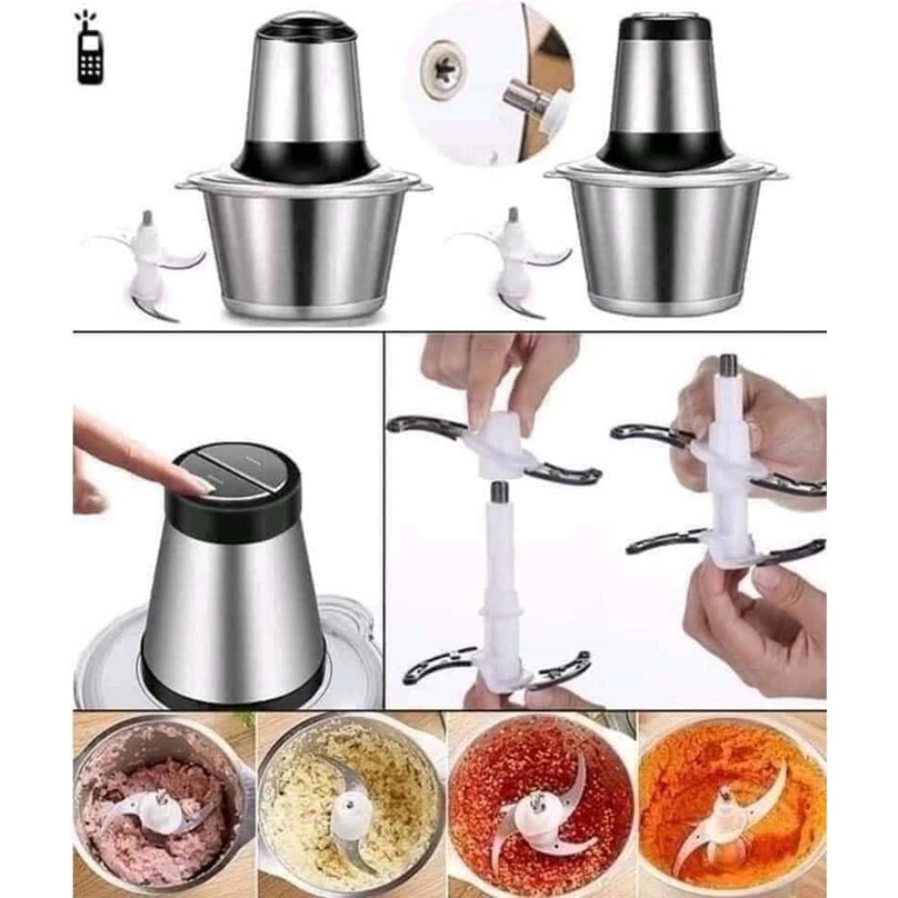 [HÀNG BẢO HÀNG ] Máy xay thịt đa năng cối inox 304 2L , máy xay cầm tay 2021
