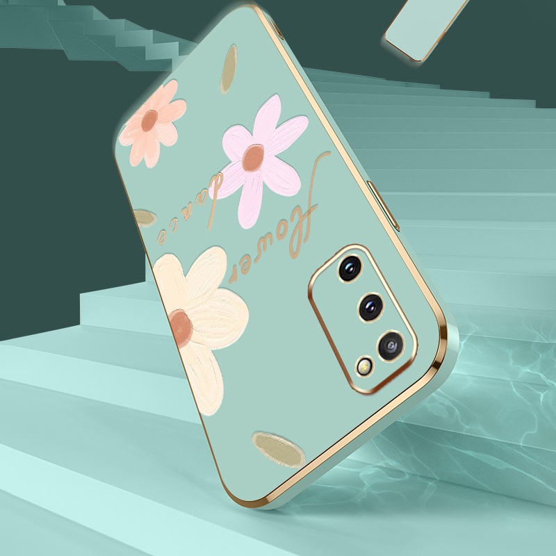 Ốp Điện Thoại Mềm Hình Vuông Họa Tiết Hoa Kèm Dây Đeo Cho Samsung Galaxy S20 Plus S20FE S20 Ultra S21 Plus S21 Ultra 2022